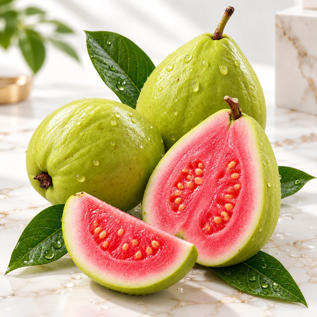 Pink-fleshed Guavas
